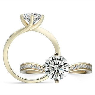 1.0 Ct Round Cut Moissanite 14K Yellow Gold Engagement Ring