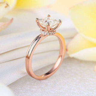 14K Rose Gold 1.0 Ct Princess Cut Diamond Engagement Ring