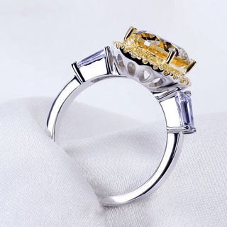 5.0 Ct Oval Cut Yellow Moissanite Diamond Engagement Ring