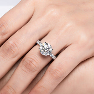 14K White Gold Engagement Ring with 3.0 Ct Moissanite