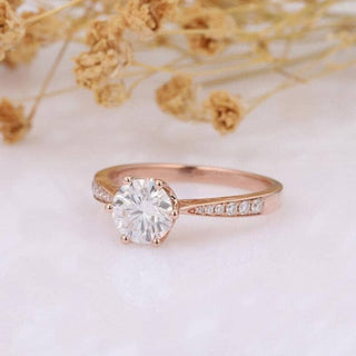 1.0 Ct Moissanite 14k Rose Gold Engagement Ring