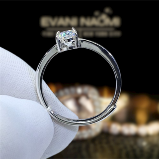 Adjustable White Gold Oval Cut Moissanite Engagement Ring