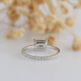 14K White Gold Emerald Cut Moissanite Engagement Ring
