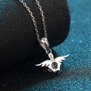 Round Moissanite Diamond Angel Pendant Necklace