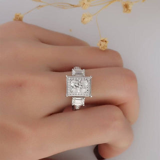 14k White Gold 2.0 Ct Radiant Cut Moissanite Engagement Ring