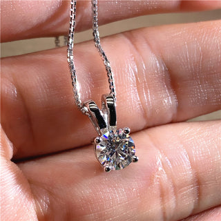 Solid 18K Gold 5.0 Ct Round Moissanite Necklace