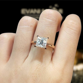 2.0 Ct Princess Cut Moissanite 18K Rose Gold Engagement Ring
