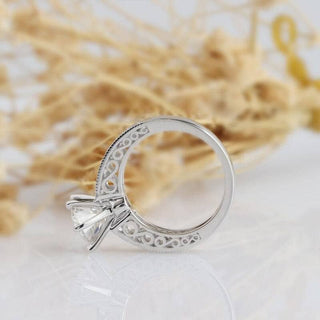 Vintage 14K White Gold Filigree Moissanite Engagement Ring
