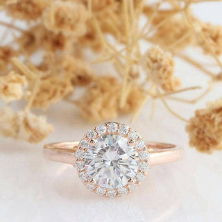 Classic 1.2 Ct Round Cut 14K Rose Gold Engagement Ring