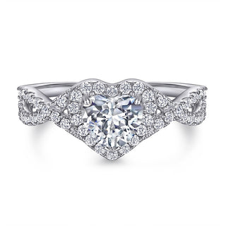 0.8 Ct Heart Moissanite Halo Engagement Ring