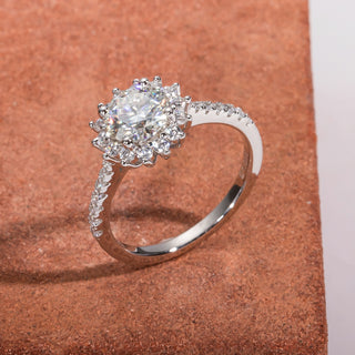 1.0 Ct Round Moissanite Sunflower Engagement Ring