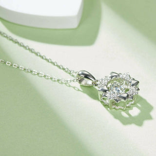 0.5 Ct Round Moissanite Dancing Pendant Necklace