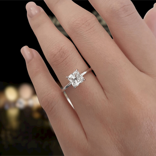 2.5 Ct Princess Cut Moissanite Classic Engagement Ring