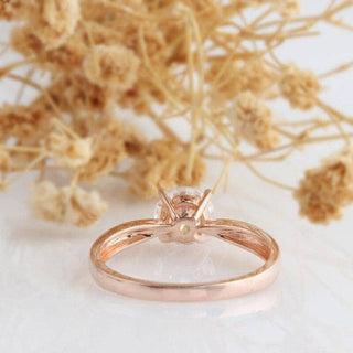 14K Rose Gold 1.0 Ct Round Moissanite Solitaire Engagement Ring