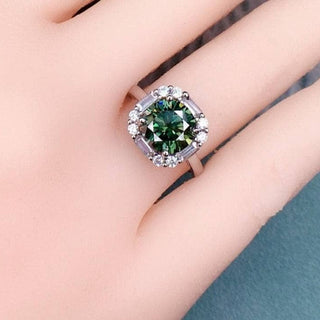 1.0 Ct Green Round Moissanite Engagement Ring