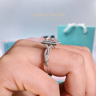 18K White and Rose Gold Princess Cut Moissanite Engagement Ring