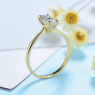 14K Yellow Gold Marquise Cut Engagement Ring