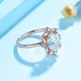 2.0 Ct Oval Cut Moissanite 14K Rose Gold Engagement Ring