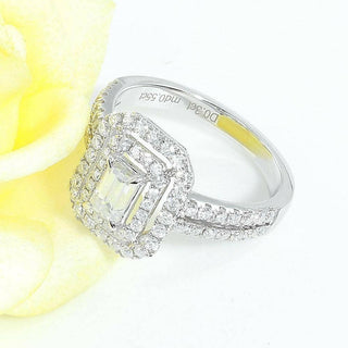 14k White Gold Double Halo Moissanite Engagement Ring