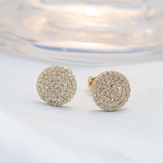 18K Gold Mossanite Diamond  Flower Setting Stud Earrings