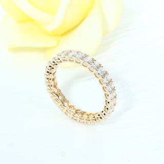 Oval Cut Moissanite Stackable 18K Yellow Gold Eternity Wedding Band