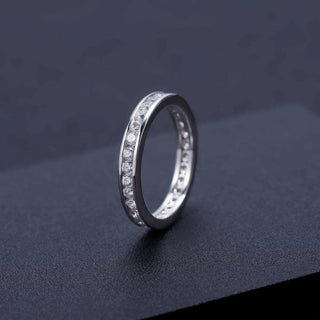 Round Moissanite Channel Eternity Wedding Band