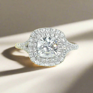 1.0 Ct Cushion Cut Halo Diamond Engagement Ring