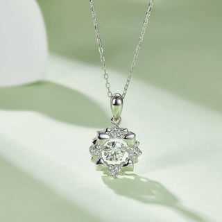 0.5 Ct Round Moissanite Dancing Pendant Necklace