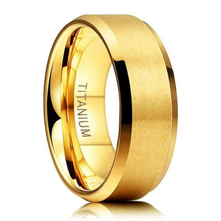 Matte Yellow Gold Unisex Titanium Wedding Band