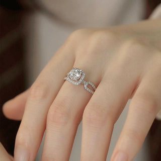 Round Cut Moissanite Split Shank Engagement Ring