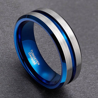 Brushed Tungsten Men's Wedding Band with Groove