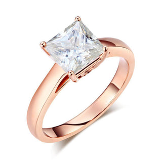 14K Rose Gold 1.0 Ct Princess Cut Engagement Ring