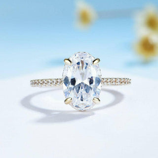 4.0 Ct Oval Cut Moissanite Solid Gold Engagement Ring