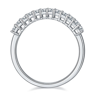 White Gold Wedding Band with Half Eternity Princess-Cut Moissanite