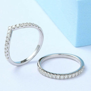 Round Cut Moissanite Stackable Wedding Ring Set