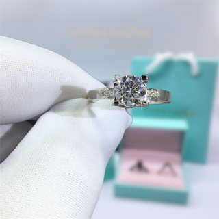 1.0 Carat Round Cut Moissanite Engagement Ring