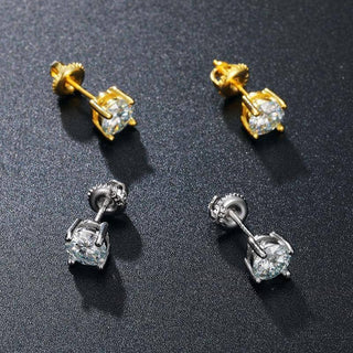 1.0 Ct Round Moissanite Diamond Stud Earrings