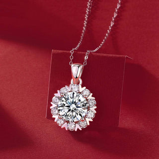 5.0 Ct Round Moissanite Necklace with Snowflake