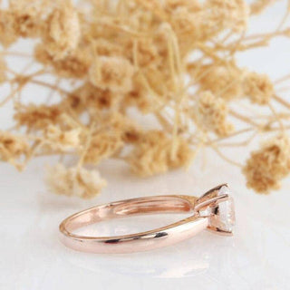 14K Rose Gold 1.0 Ct Round Moissanite Solitaire Engagement Ring