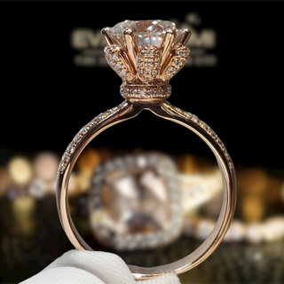 18K Rose Gold 2.0 Ct Round Cut Moissanite Blossom Engagement Ring