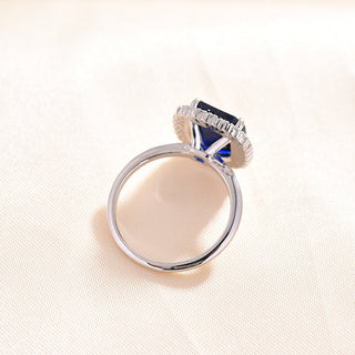 Cushion Cut Blue Sapphire with Halo Engagement Ring