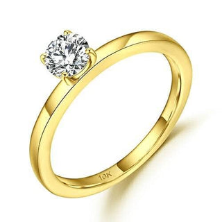 10k White Gold Round Moissanite Solitaire Engagement Ring