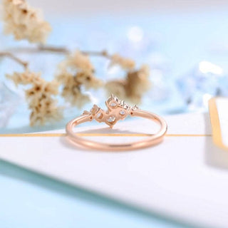 Stackable 14K Rose Gold Round Cut Moissanite Wedding Band