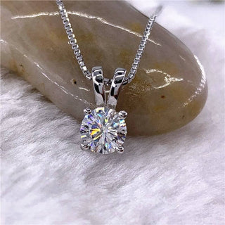 Solid 18K Gold 5.0 Ct Round Moissanite Necklace