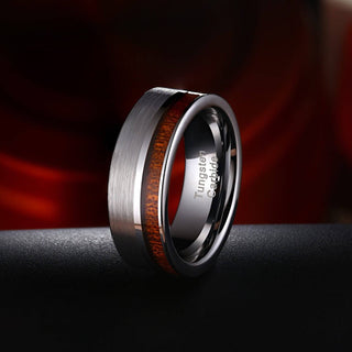 Brushed Tungsten Wedding Band with Wood