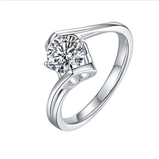 14k White Gold 1.0 Ct Round Cut Diamond Engagement Ring