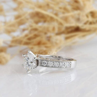 Vintage 14K White Gold Filigree Moissanite Engagement Ring