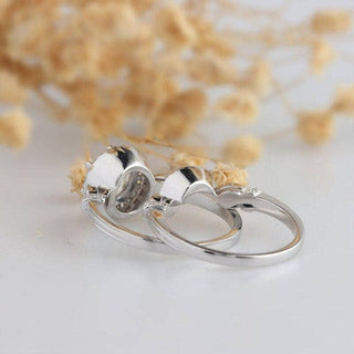14K White Gold 2.0 Ct Round Moissanite Engagement Ring Set