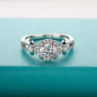 1.0 Ct Moissanite Engagement Ring with Flower