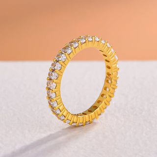 Simple Eternity Oval Cut Yellow Gold Wedding Band